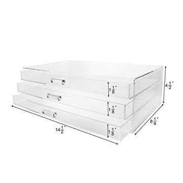 Ikee Design Large Acrylic Jewelry Organizer with 3 Drawers