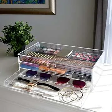 Ikee Design Large Acrylic Jewelry Organizer with 3 Drawers