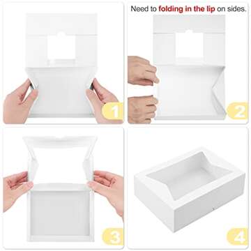 Eupako 10x10x2.5-Cookie-Boxes-with-Window - 15 Pack White-Strawberry-Boxes-Bakery-Pie-Boxes for Pies, Cakes, Pastry dessert and donut