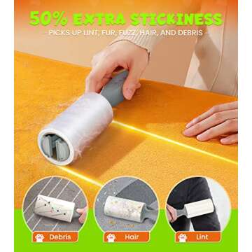 KONIZY Lint Rollers for Pet Hair Extra Sticky, 500 Sheets Mega Value Set Lint Roller with 2 Upgraded...