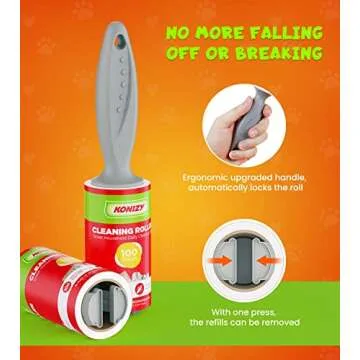KONIZY Lint Rollers for Pet Hair Extra Sticky, 500 Sheets Mega Value Set Lint Roller with 2 Upgraded Handles, 6 Rollers Portable Pet Lint Remover for Clothes, Furniture, Carpet, Dog & Cat Hair Removal