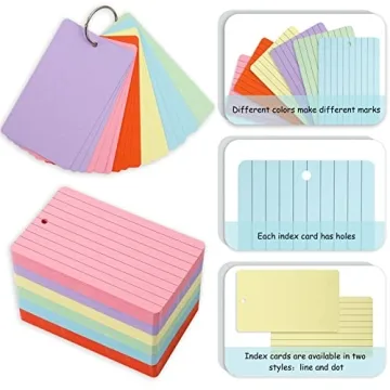 Whaline 300 Index Cards Set for Studying and Organization