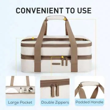 TOURIT Double Decker Insulated Casserole Carrier for Food