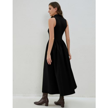 Elegant Lauweion Women's Black Maxi Dress with Pockets