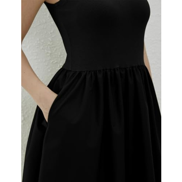 Elegant Lauweion Women's Black Maxi Dress with Pockets