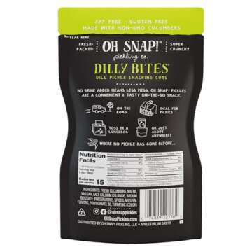 OH SNAP! Dilly Bites (12 Pack) - Dill Pickle Snacking Cuts - Fresh Packed Ready To Eat Pickle Bites - Gluten-Free, Fat-Free & Made With Non-GMO Veggies - Delicious & Healthy Snack