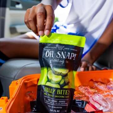 OH SNAP! Dilly Bites (12 Pack) - Dill Pickle Snacking Cuts - Fresh Packed Ready To Eat Pickle Bites - Gluten-Free, Fat-Free & Made With Non-GMO Veggies - Delicious & Healthy Snack