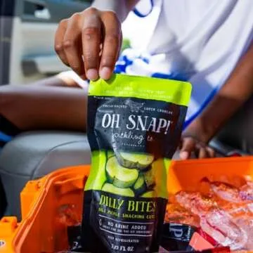OH SNAP! Dilly Bites (12 Pack) - Dill Pickle Snacking Cuts - Fresh Packed Ready To Eat Pickle Bites - Gluten-Free, Fat-Free & Made With Non-GMO Veggies - Delicious & Healthy Snack