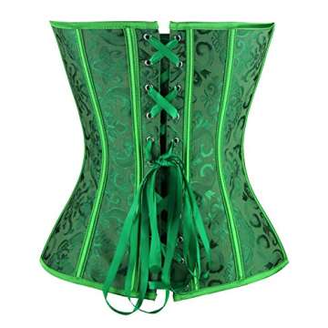 Kimring Women's Vintage Palace Jacquard Sweetheart Body Shaper Strapless Overbust Corset Green Medium