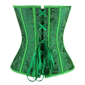 Kimring Women's Vintage Palace Jacquard Sweetheart Body Shaper Strapless Overbust Corset Green Medium