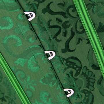 Kimring Women's Vintage Palace Jacquard Sweetheart Body Shaper Strapless Overbust Corset Green Medium
