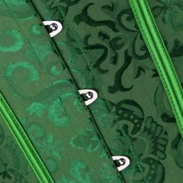 Kimring Women's Vintage Palace Jacquard Sweetheart Body Shaper Strapless Overbust Corset Green Medium