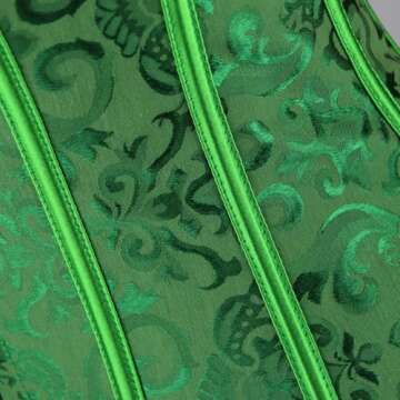 Kimring Women's Vintage Palace Jacquard Sweetheart Body Shaper Strapless Overbust Corset Green Medium