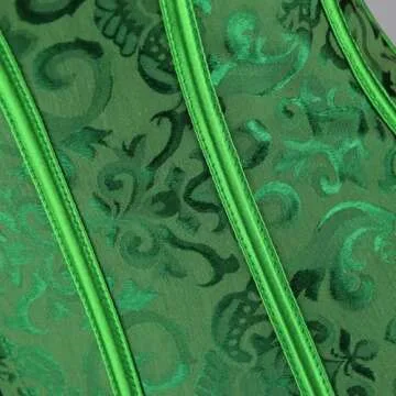 Kimring Women's Vintage Palace Jacquard Sweetheart Body Shaper Strapless Overbust Corset Green Medium