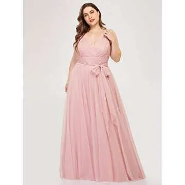 Stylish Plus Size V-Neck Tulle Wedding Dress for Women