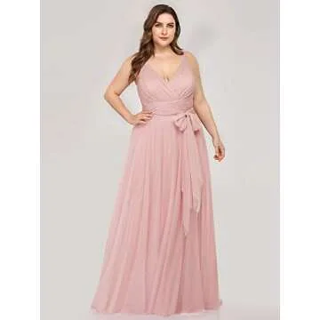 Stylish Plus Size V-Neck Tulle Wedding Dress for Women
