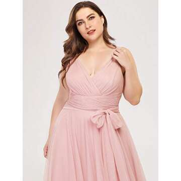 Stylish Plus Size V-Neck Tulle Wedding Dress for Women