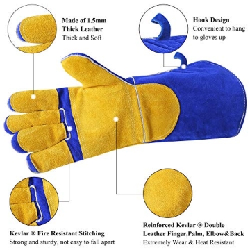 RAPICCA Welding Gloves Heat Resistant Leather 932℉ 16IN