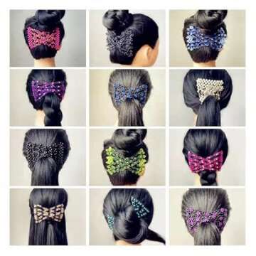 Lovef Flower Multifunction Easy Magic Hair Comb Stretchy Beaded Hair Comb in Small Beads Hairpin Plate Hair (White)