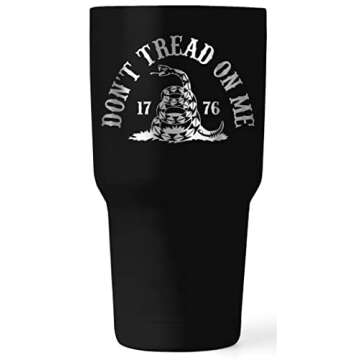 Gadsden Flag Don't Tread on Me 30oz Patriotic Tumbler - American Flag Tumbler Travel Mug - Patriotic Coffee Mug - Double Insulated Tumbler - Engraved in the USA -