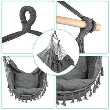 E EVERKING Hammock Chair with Cushions for Indoor Outdoor Comfort