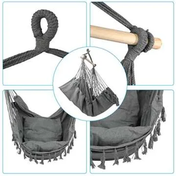 E EVERKING Hammock Chair with Cushions for Indoor Outdoor Comfort