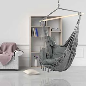 E EVERKING Hammock Chair with Cushions for Indoor Outdoor Comfort