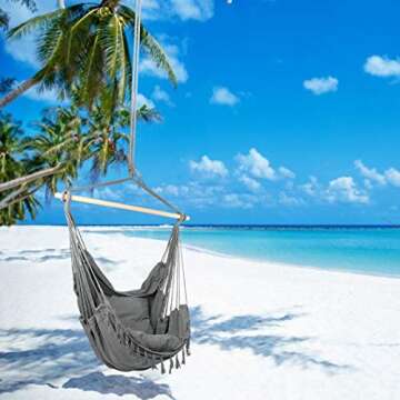 E EVERKING Hammock Chair with Cushions for Indoor Outdoor Comfort