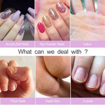 Melodly Electric Nail Drill, Professional Acrylic Nail Drill Machine for Gel, Acrylic Nails, Portable USB Electric Nail File Efile Set with Iridescent Nail Drill Bits, Manicure Pedicure Nail Tools