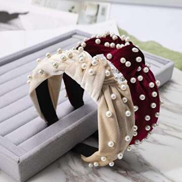 Elegant Pearl Velvet Headband for Women Stylish Hair Accessory
