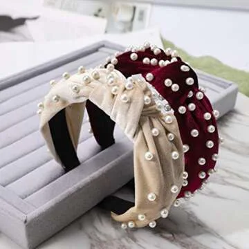 Elegant Pearl Velvet Headband for Women Stylish Hair Accessory