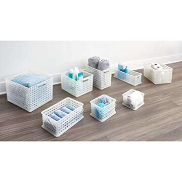 iDesign Modulon X/4 BPA-Free Recycled Plastic Medium Stackable Basket, 10.1" x 8.5" x 13.9", Frost