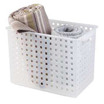 iDesign Modulon X/4 BPA-Free Recycled Plastic Medium Stackable Basket, 10.1" x 8.5" x 13.9", Frost