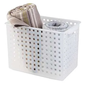 iDesign Modulon X/4 BPA-Free Recycled Plastic Medium Stackable Basket, 10.1" x 8.5" x 13.9", Frost