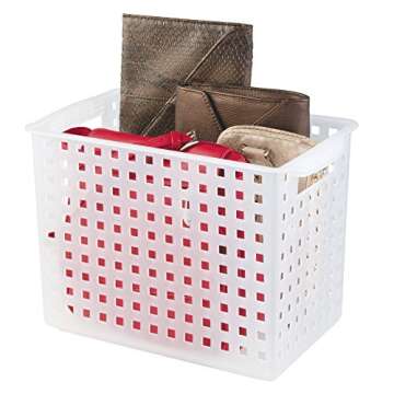 iDesign Modulon X/4 BPA-Free Recycled Plastic Medium Stackable Basket, 10.1" x 8.5" x 13.9", Frost