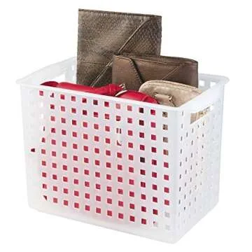 iDesign Modulon X/4 BPA-Free Recycled Plastic Medium Stackable Basket, 10.1" x 8.5" x 13.9", Frost