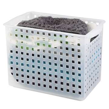 iDesign Modulon X/4 BPA-Free Recycled Plastic Medium Stackable Basket, 10.1" x 8.5" x 13.9", Frost