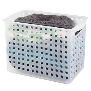 iDesign Modulon X/4 BPA-Free Recycled Plastic Medium Stackable Basket, 10.1" x 8.5" x 13.9", Frost