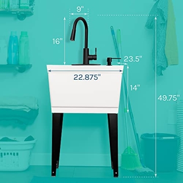 VETTA Utility Sink Tub with Faucet for Laundry and More