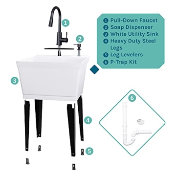 VETTA Utility Sink Tub with Faucet for Laundry and More