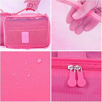 PHABULS Packing Cubes Lightweight 6 Set Travel Bag Organizer for Luggage Foldable Suitcase Organizer for Carry On Suitcase (rose Red)
