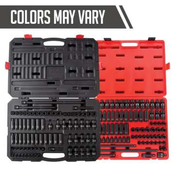 Sunex 80-Piece 3/8" Drive Master Impact Socket Set - SAE/Metric, 5/16"-3/4", 8mm-19mm, Cr-Mo, Radius Corner, Heavy Duty Case