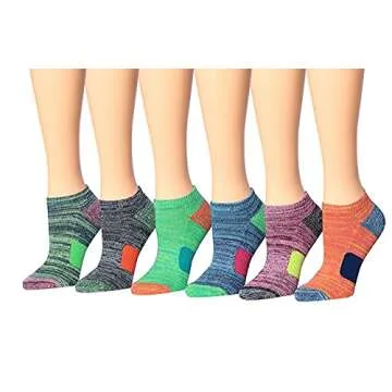Tipi Toe Women's 12-Pairs Space Dye Athletic Performance Socks, Fits shoe size 6-10, SP33-12