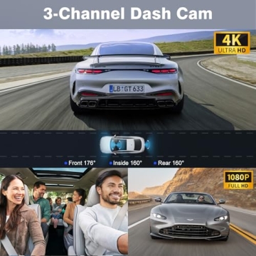Miden X5 4K WiFi Dash Cam with 3 Channels and SD Card
