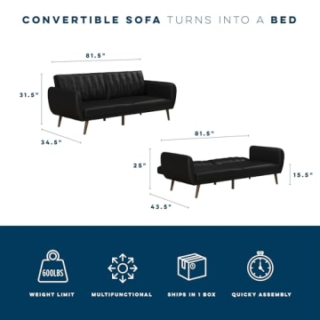 Novogratz Brittany Futon Sofa Bed, Stylish & Versatile