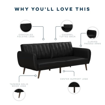 Novogratz Brittany Futon Sofa Bed, Stylish & Versatile