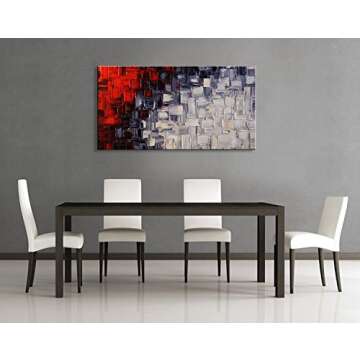 Seekland Hand Painted Red and White Abstract Canvas Wall Art Modern Contemporary Acrylic Painting fo...