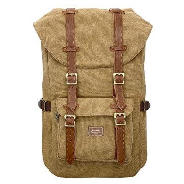 KAUKKO Men's Leisure Backpack - Stylish Canvas Backpack (Khaki)