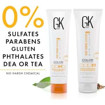 GK HAIR Global Keratin Moisturizing Shampoo and Conditioner Sets (3.4 Fl Oz/100ml) with Anti Frizz Serum Argan Oil (1.69 Fl Oz/50ml) for Dry Damaged Repair- All Hair Types Sulfate Paraben Free Unisex