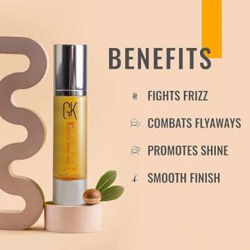 GK HAIR Global Keratin Moisturizing Shampoo and Conditioner Sets (3.4 Fl Oz/100ml) with Anti Frizz Serum Argan Oil (1.69 Fl Oz/50ml) for Dry Damaged Repair- All Hair Types Sulfate Paraben Free Unisex